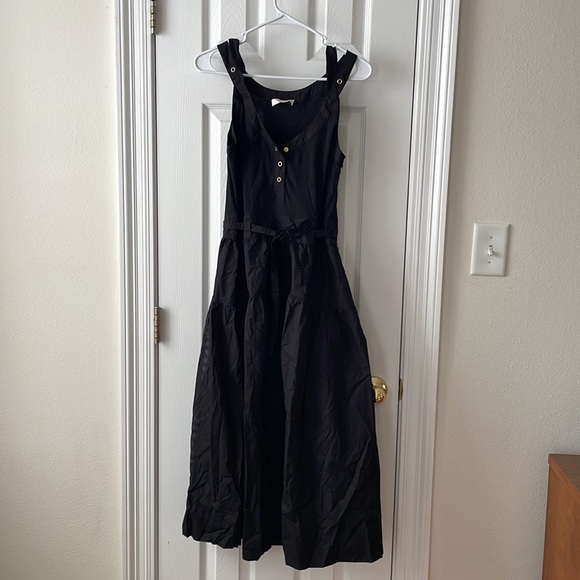 Ulla Johnson Black Lilith Sleeveless Belted Cotton Midi Dress Size 6 - Picture 9 of 14
